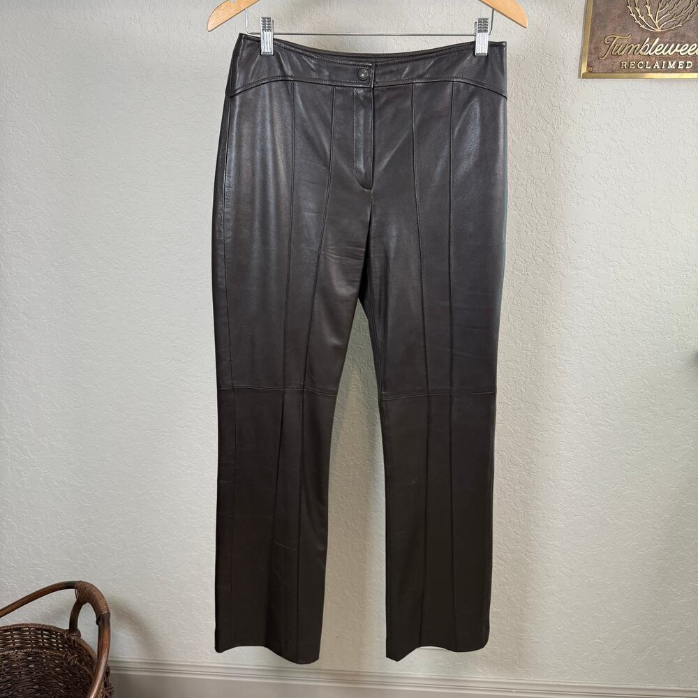 Women's Carlisle Chocolate Brown Straight Leg 100% Leather Pants Size‎ 4